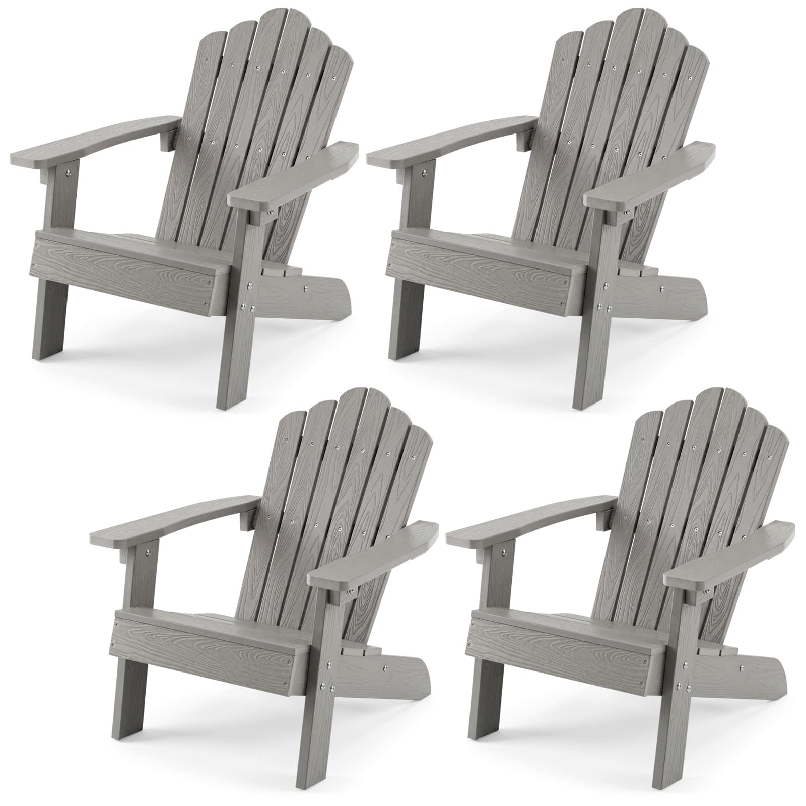 Gymax - 4PCS Kids Adirondack Chairs w/Tilted High Backrest Wide Armrests & Angled Seat Grey - Gray price history on PriceWatchPro