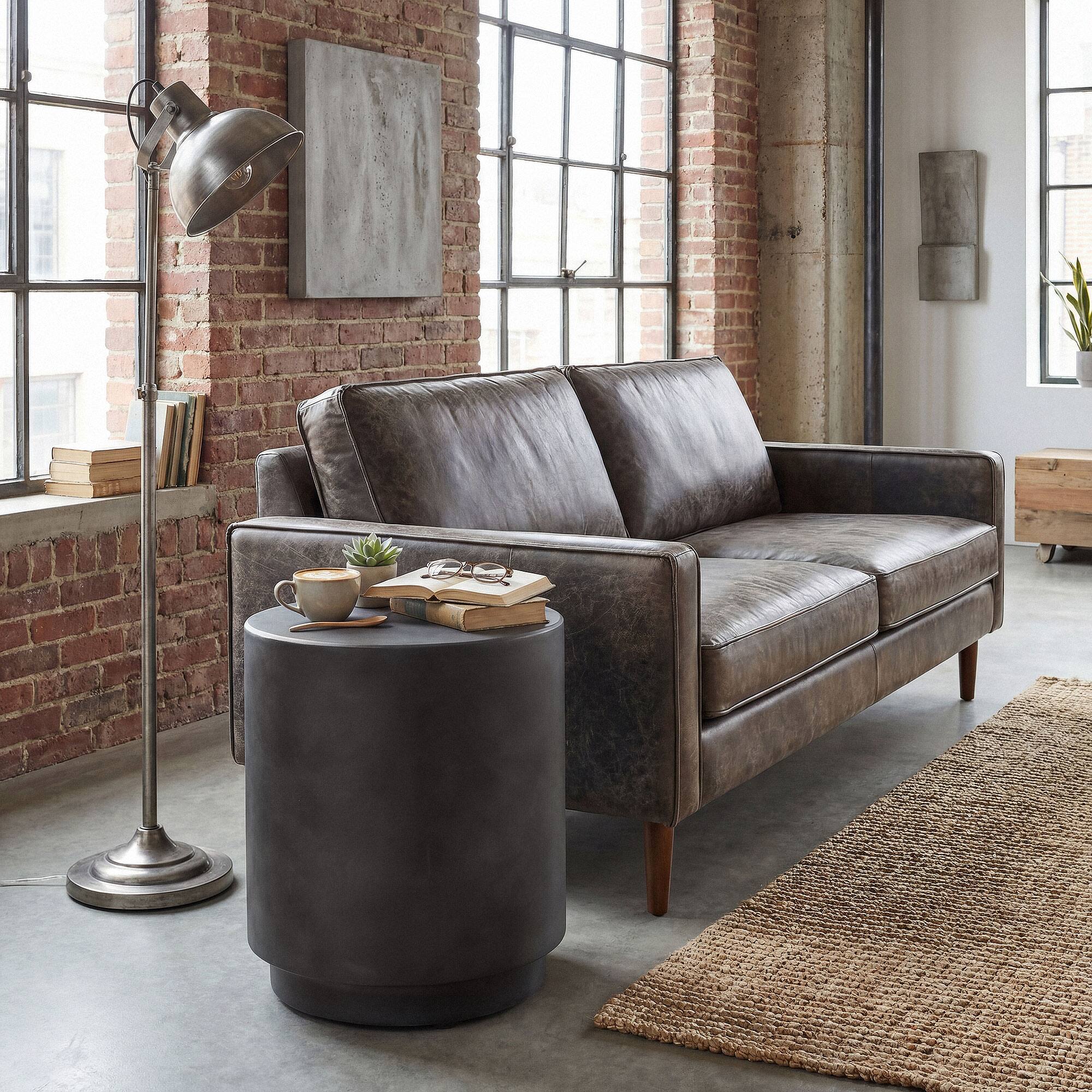 Alt View 7. Homcom - Accent Table with Concrete Finish Round Side Table - Dark Gray.
