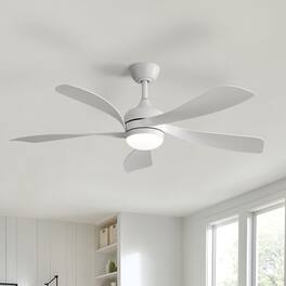Sofucor - 52'' Propeller Ceiling Fans with Integrated LED Light and Remote 6-Speed Quiet Reversible for Living Room Bedroom Patio - White