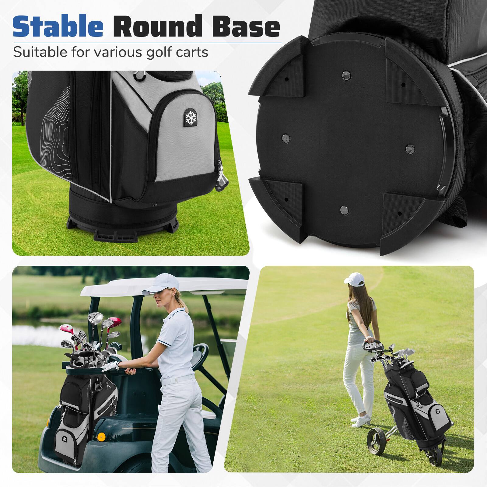 Stable Round Base  
Suitable for various golf carts