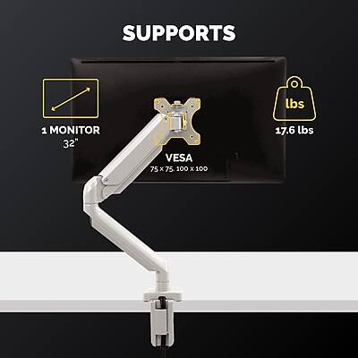 SUPPORTS  
1 MONITOR 32"  
VESA 75 x 75, 100 x 100  
17.6 lbs