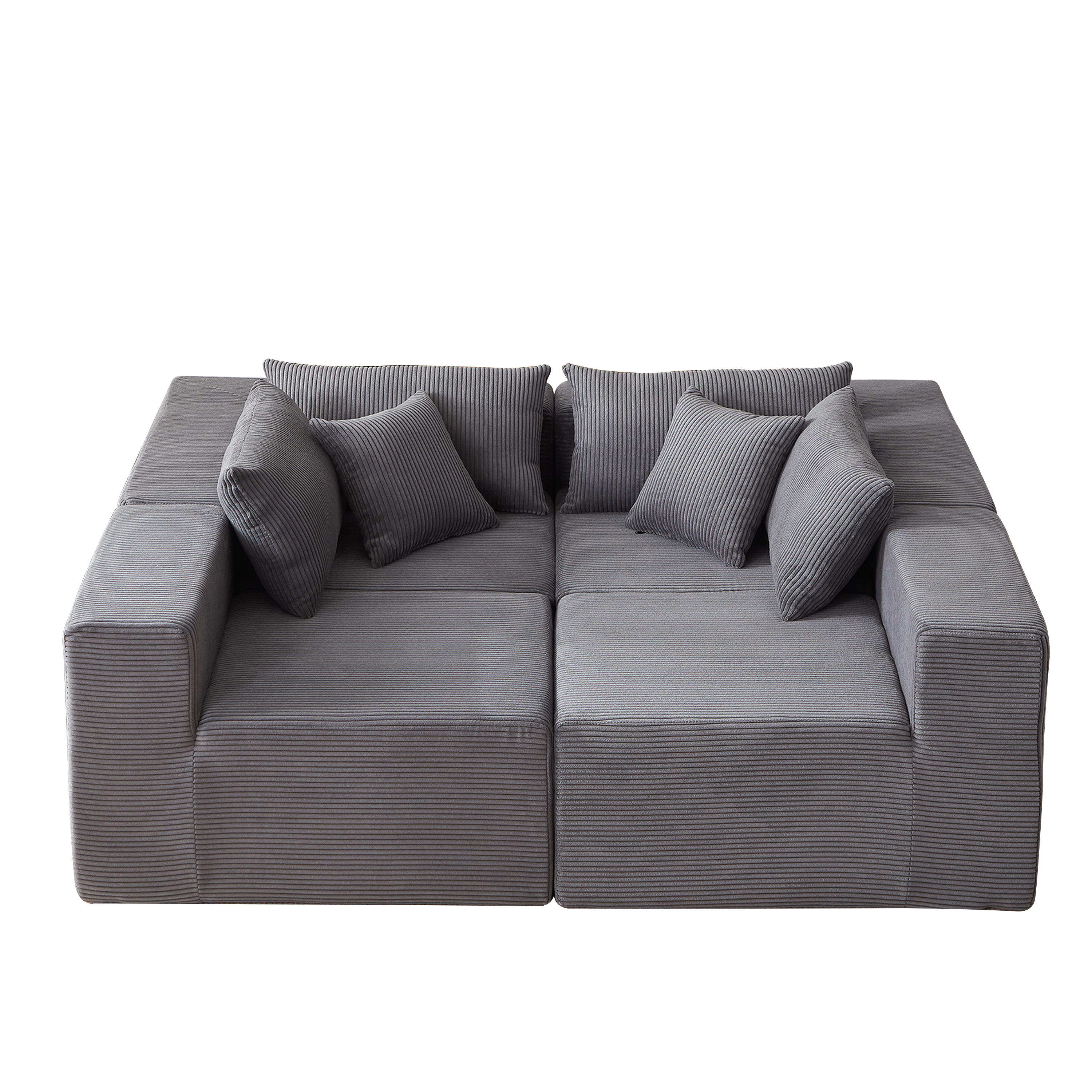 Back. TinyHomie - 104 Inch Corduroy Modular L shaped 4 Piece Sectional Sofa Compressed Foam - gray.