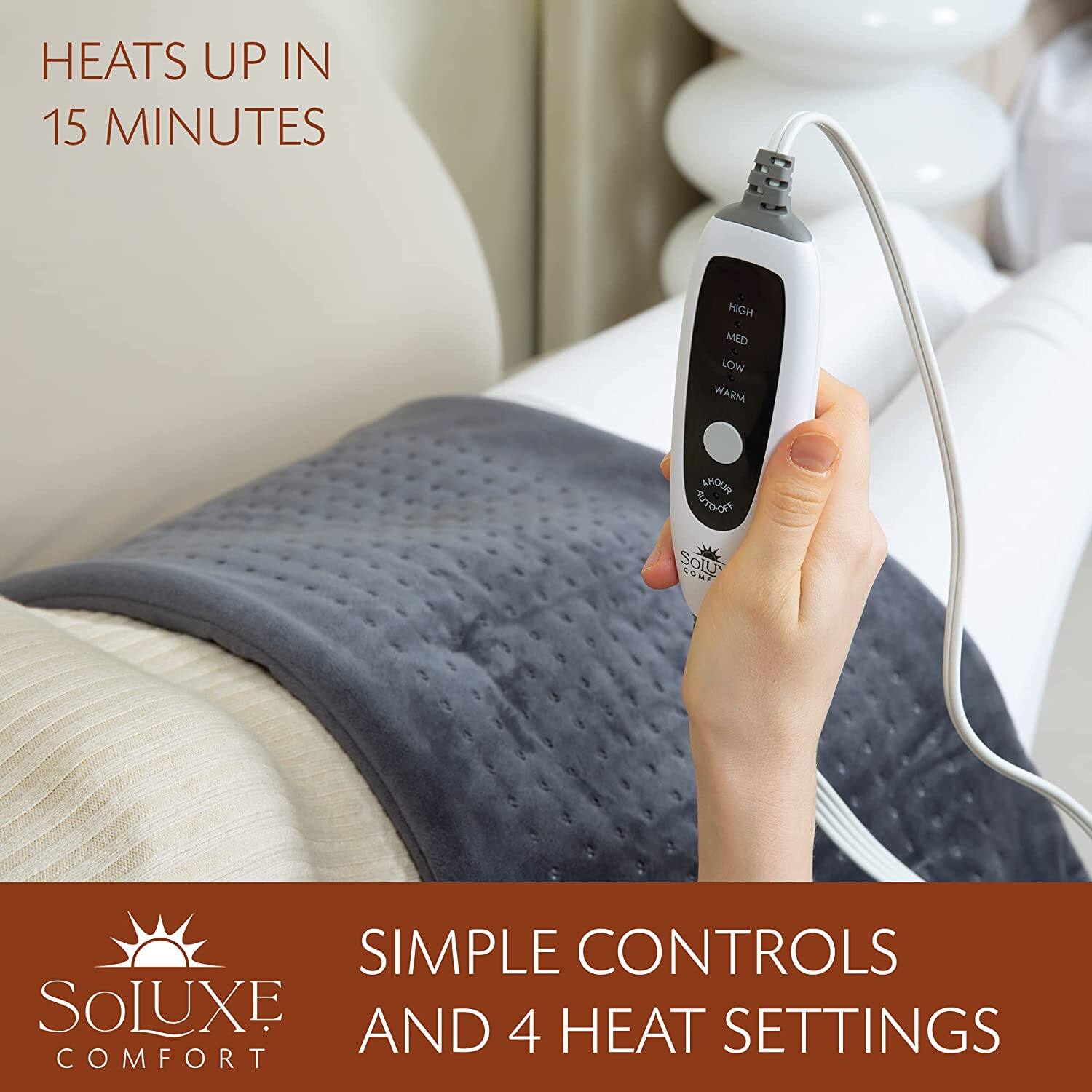 HEATS UP IN 15 MINUTES  
SIMPLE CONTROLS AND 4 HEAT SETTINGS  
SOLUXE COMFORT