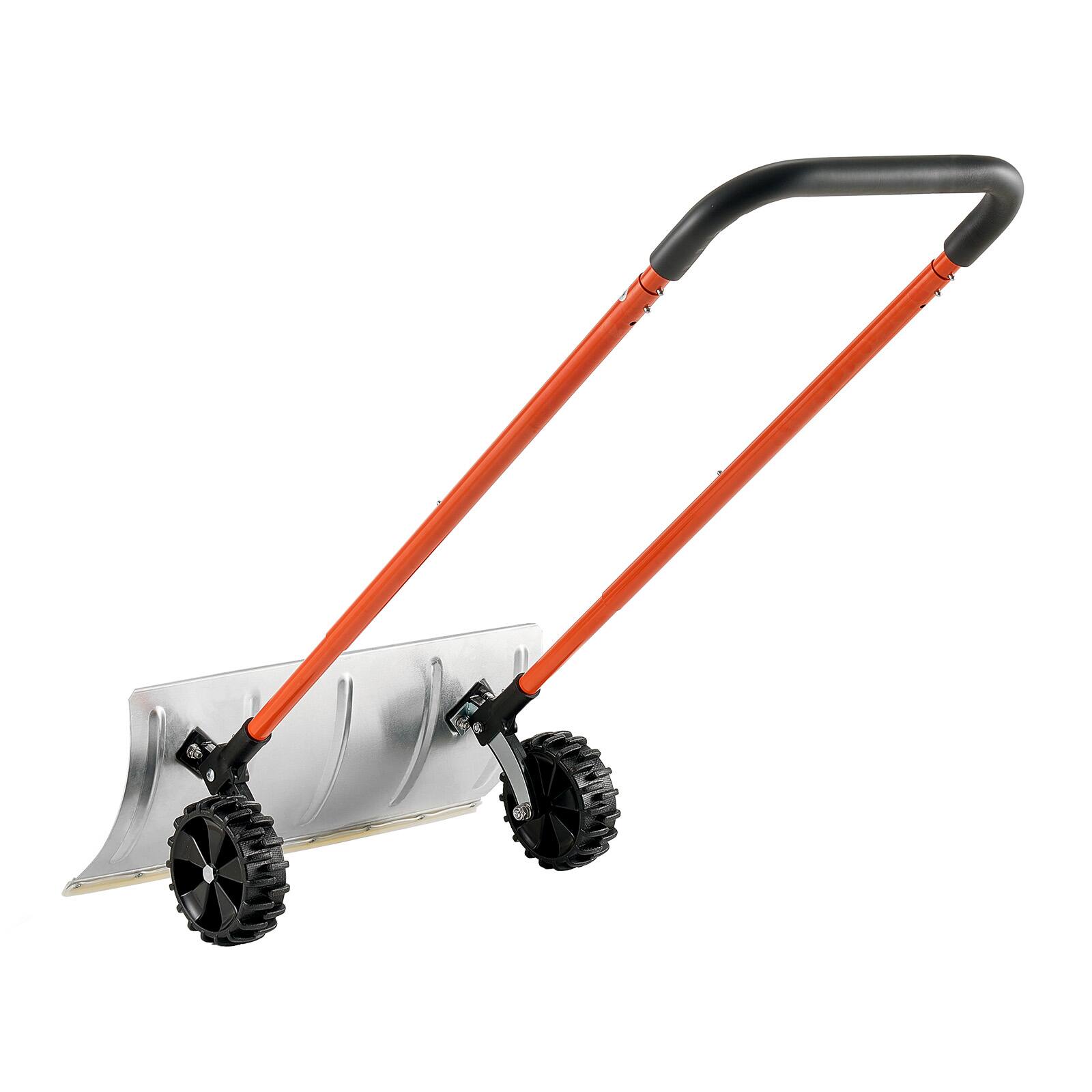 Alt View 5. VEVOR - Snow Pusher Shovel with Wheels,24in Wheeled Snowplow Shovel with Bi-Directional Angled Blade&90 Degree Adjustable Handle - Gray, orange, black.