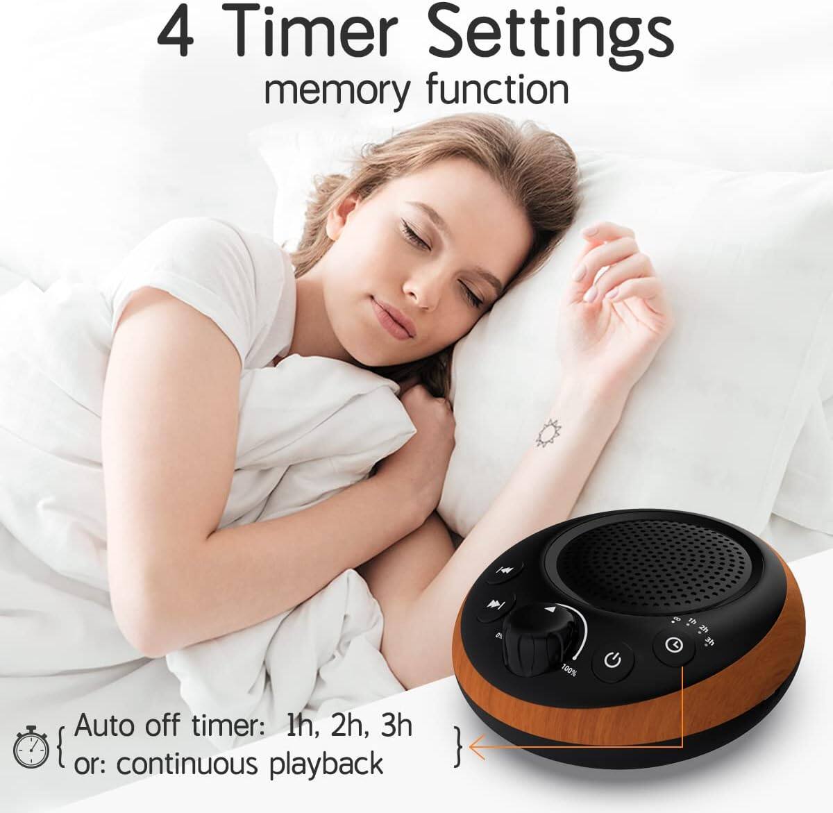 4 Timer Settings  
memory function  

Auto off timer: 1h, 2h, 3h or: continuous playback