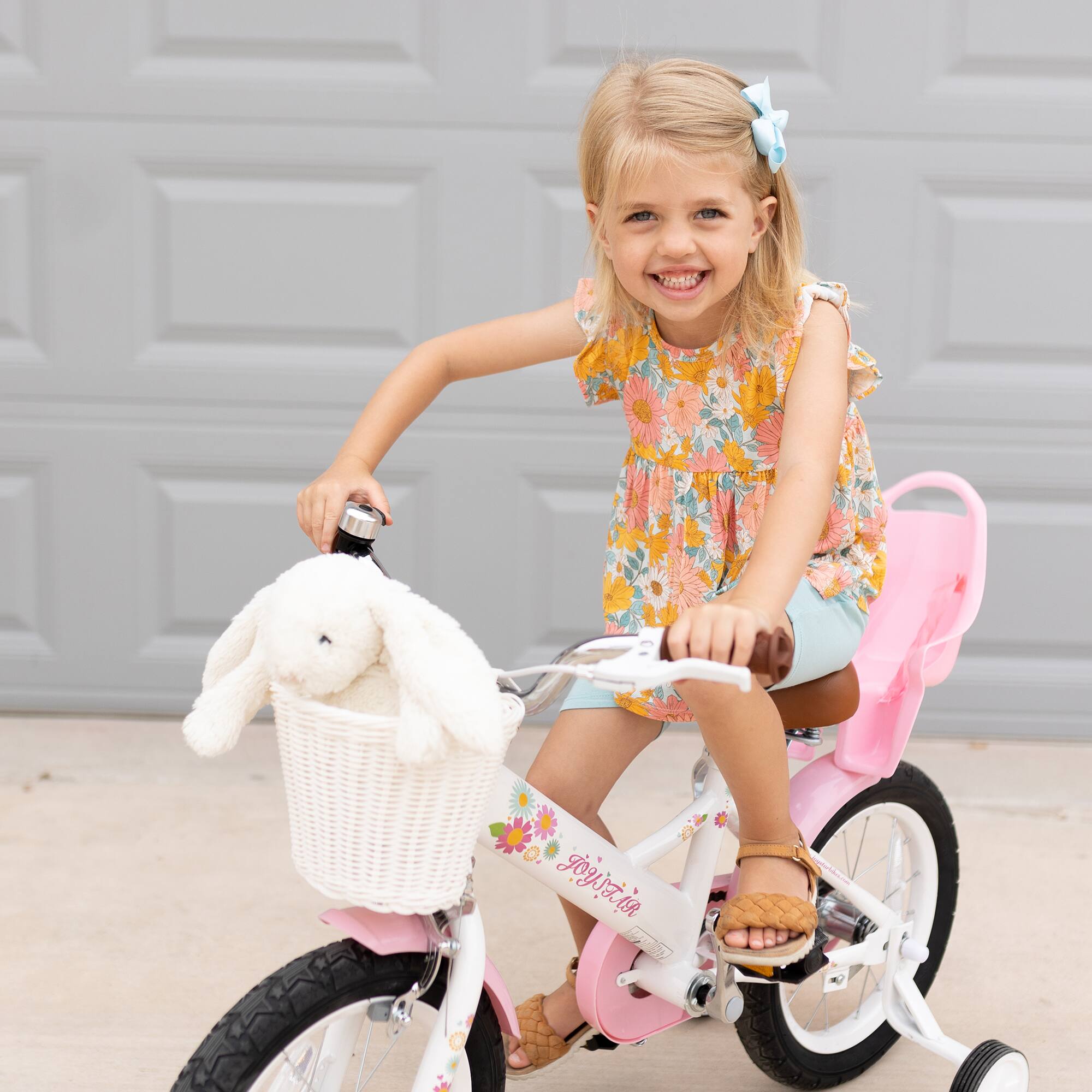 Angle. JOYSTAR - JOYSTAR Little Daisy Kids Bike for Girls Boys Ages 3-5, Children's Bicycle with Doll Seat & Streamers, 14" Pink White - White.