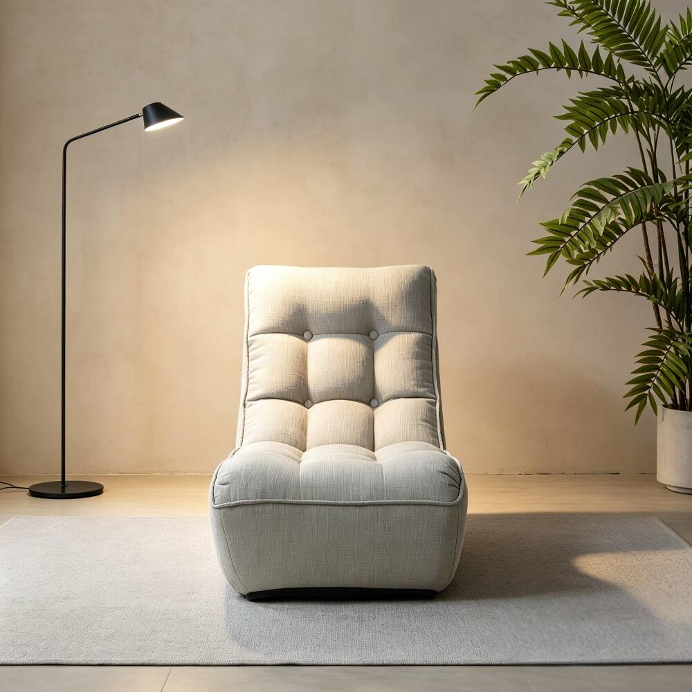Alt View 7. Loheer - Loheer Adjustable Floor Chair Japanese Tatami Lazy Sofa Reclining Single Sofa with 4-Segment Backrest for Gaming Reading - Gray.
