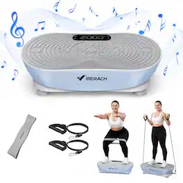 MERACH - Vibration Plate for Lymphatic Drainage Weight Loss Muscle Activation LED Touch Screen Bluetooth Plate Vibration - Blue