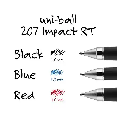 Ppen Point uni ball 207 Impact Retractable Gel Pens, Bold Point, 1.0mm, Red Ink ...