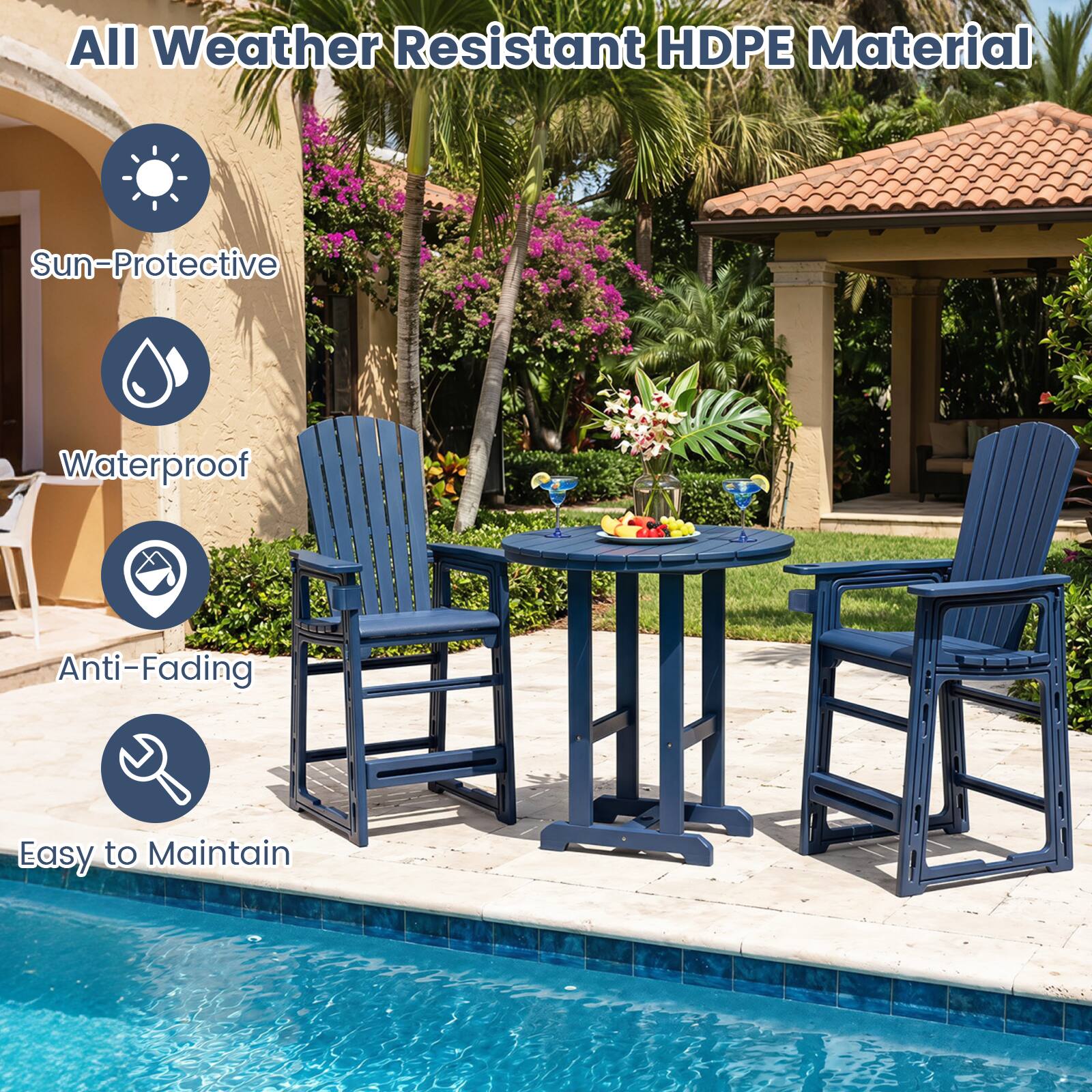 All Weather Resistant HDPE Material  
Sun-Protective  
Waterproof  
Anti-Fading  
Easy to Maintain