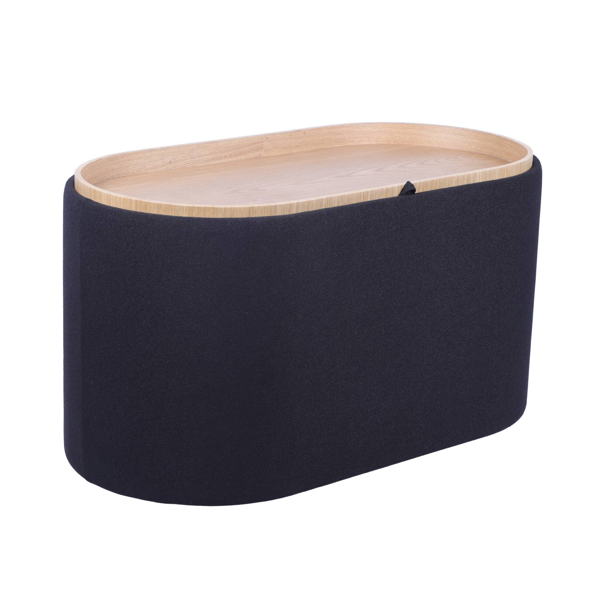 Alt View 1. GOODSILO - Versatile Storage Ottoman with Reversible Wooden Tray Top for Living Room Organization and Comfort - Black.