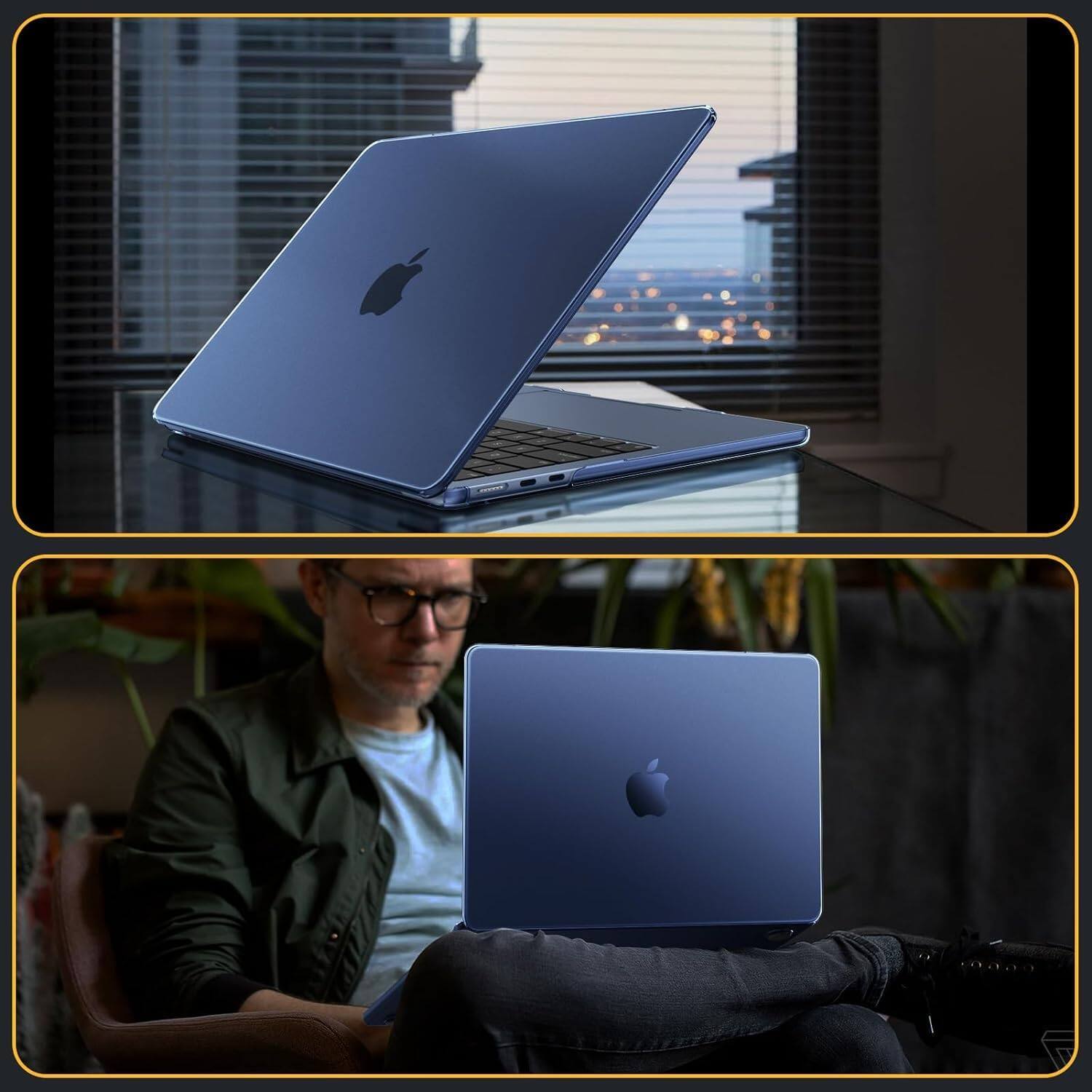 Alt View 2. Fintie - Hard Shell Case for MacBook Air 13.6 Inch M2 M3 M4 M5 Chip A3449 A3240 A3113 A2681 (2022-2026 Release) Snap On Cover - Frost Midnight.