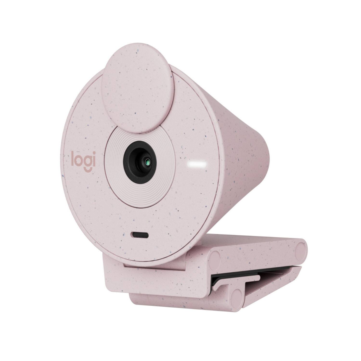 Angle. Logitech - Logitech Brio 300 Rose Noise-Reducing Mic and 1080P Webcam with Shutter - Pink.