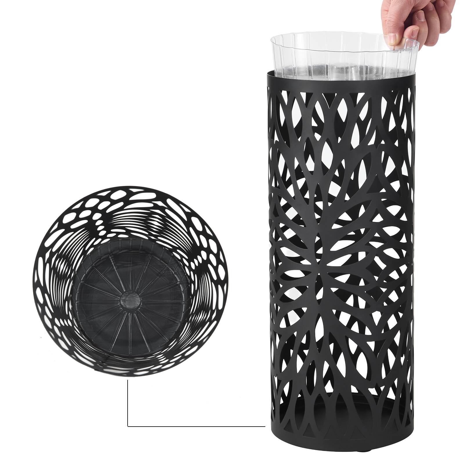 Alt View 4. Songmics Home - Umbrella Stand, Umbrella Holder for Entryway, Steel Round Umbrella Rack Organizer Freestanding, for Canes Walking Sticks - Matte Black.