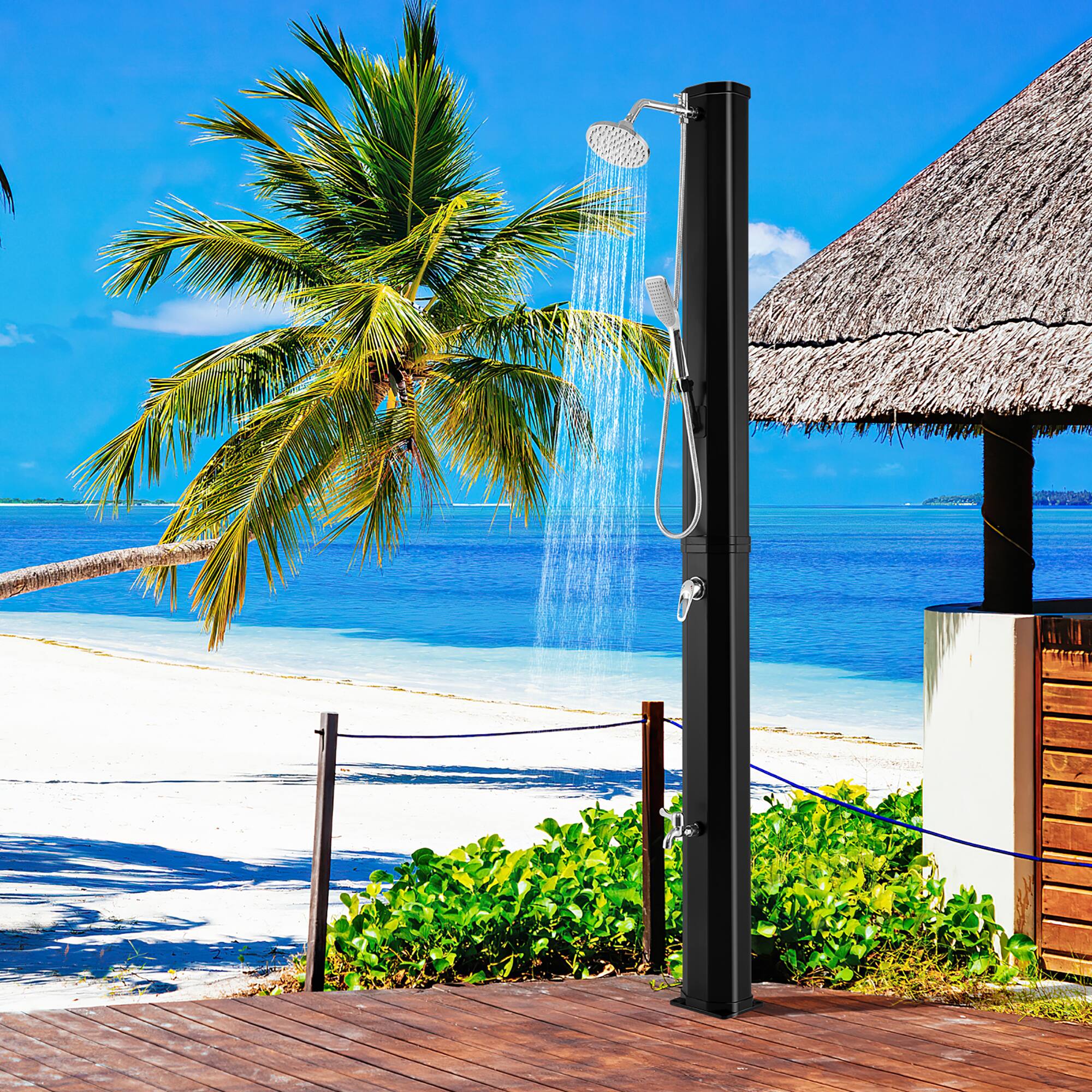 Alt View 1. Costway - Costway 7.2 FT 9.3 Gallon Solar Heated Shower w/ Rain Shower, Foot Shower & Hand Shower - Black.