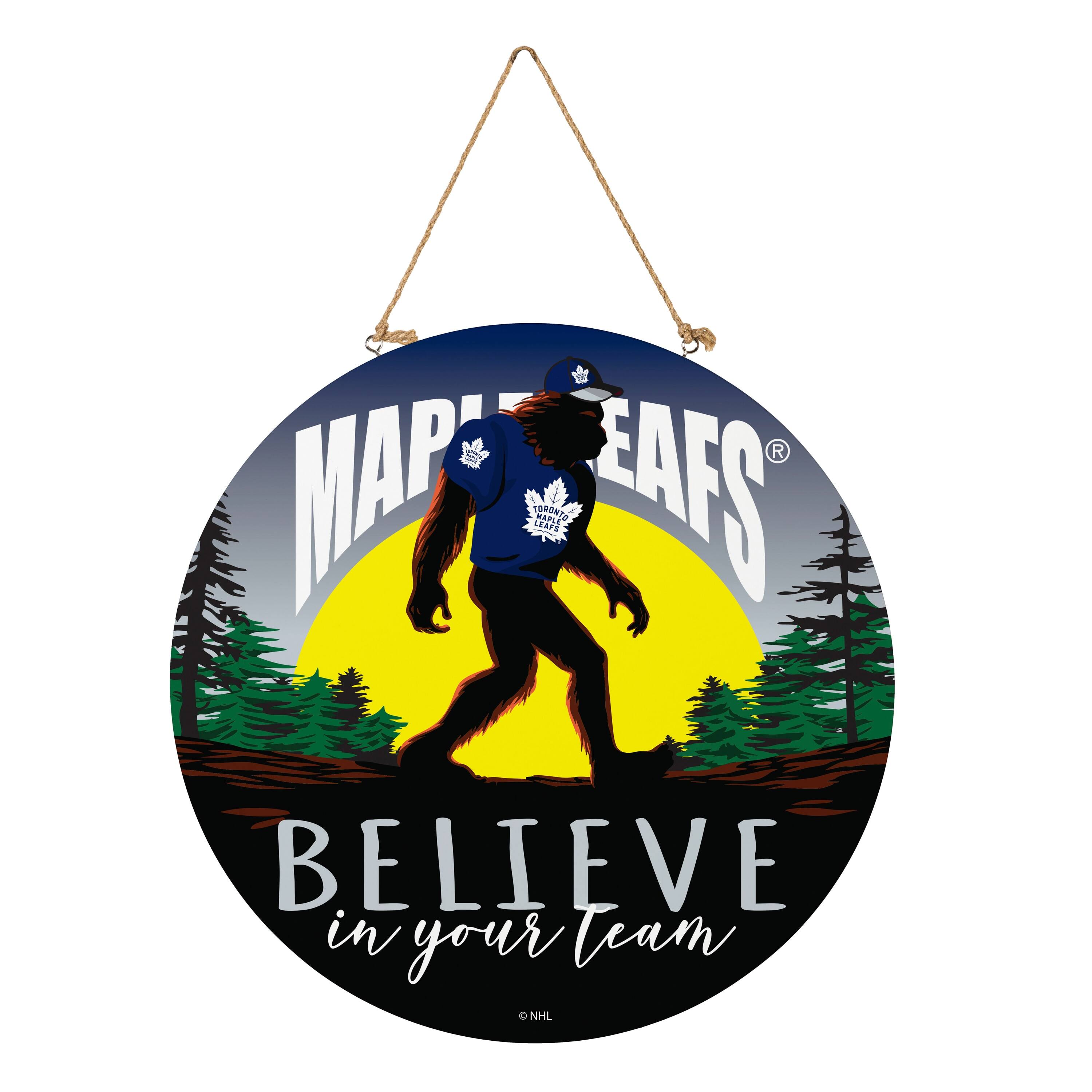 Toronto Maple Leafs 18" Bigfoot "Believe in Yourself" Team Logo Wood Round Door Sign