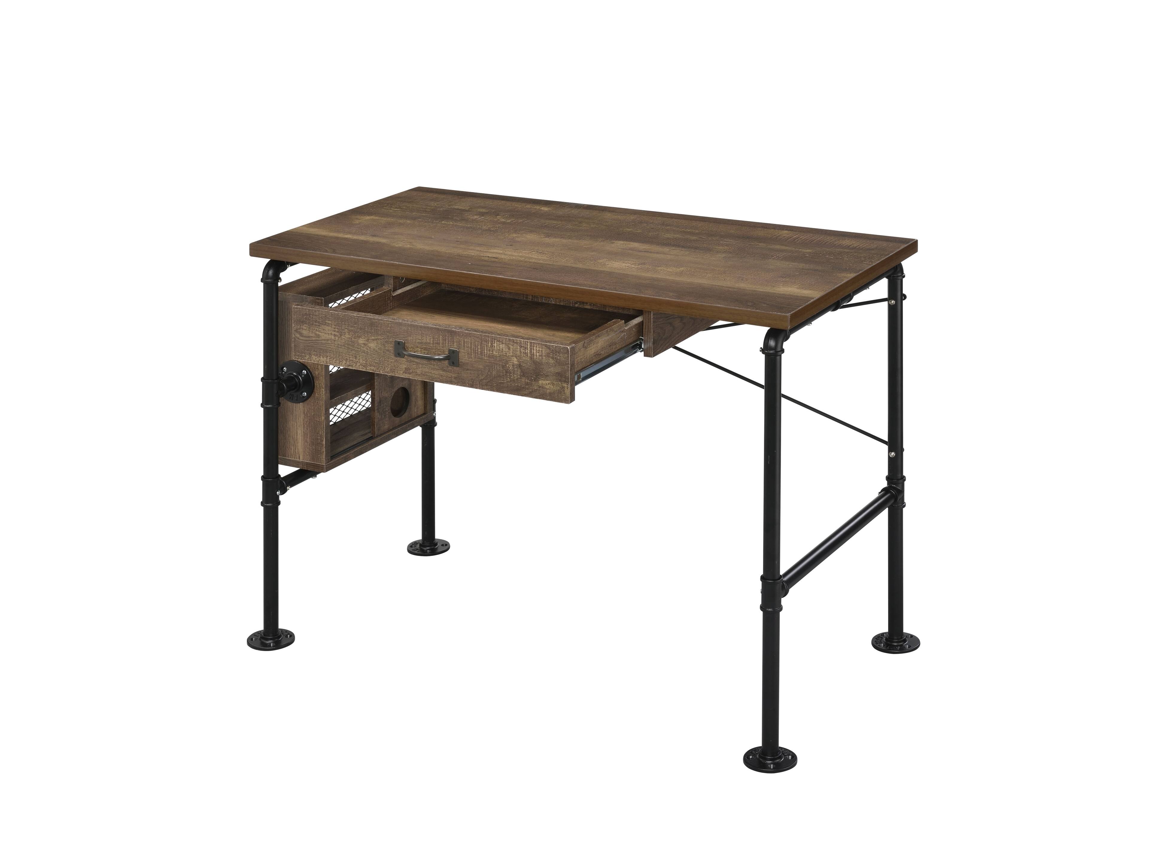 Back. APRILSOUL - Endang Weathered Oak Black Finish Writing Desk - Black.