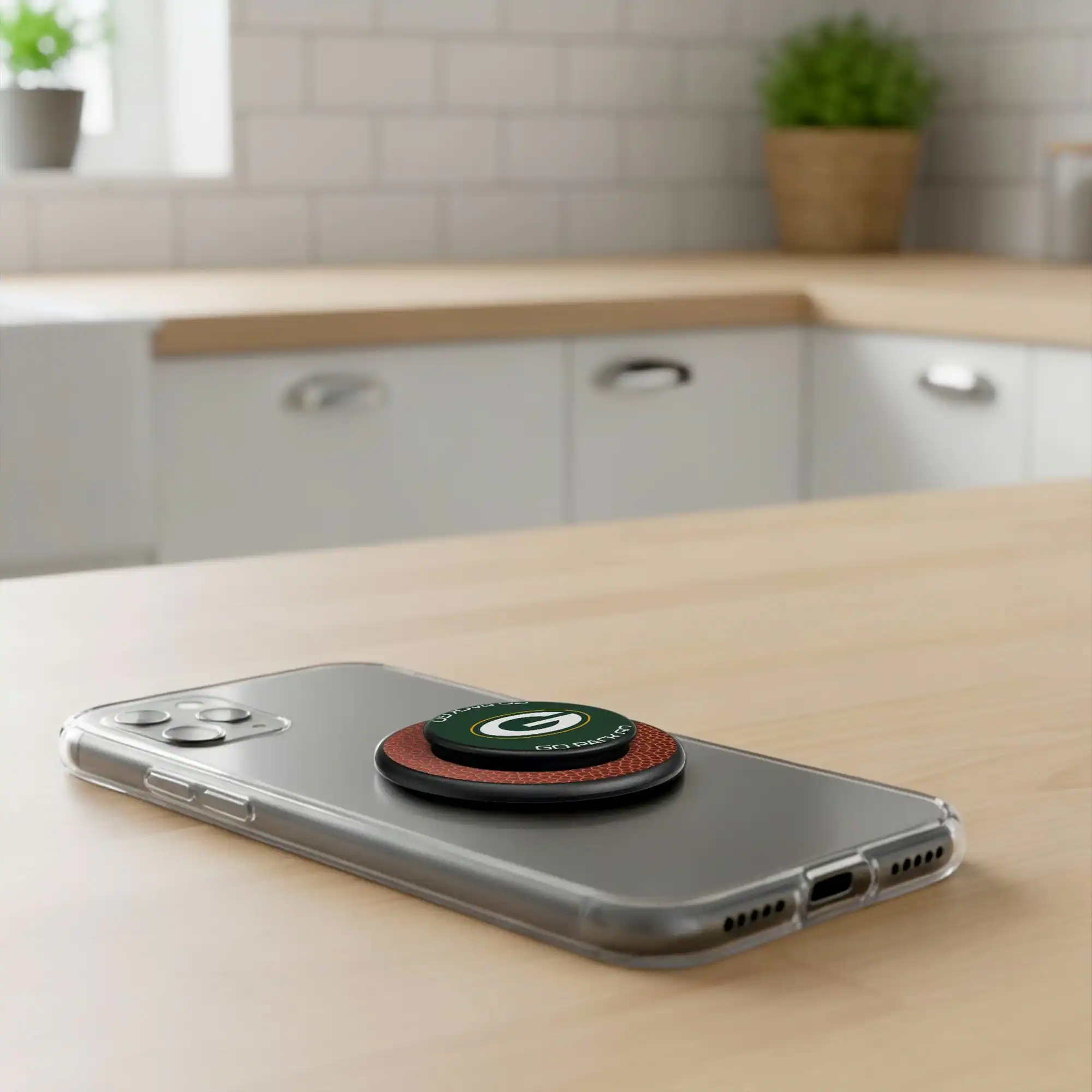 Alt View 3. Keyscaper - Green Bay Packers Endzone Solid PopSockets Magnetic Phone Grip & Stand - No Size - Black.