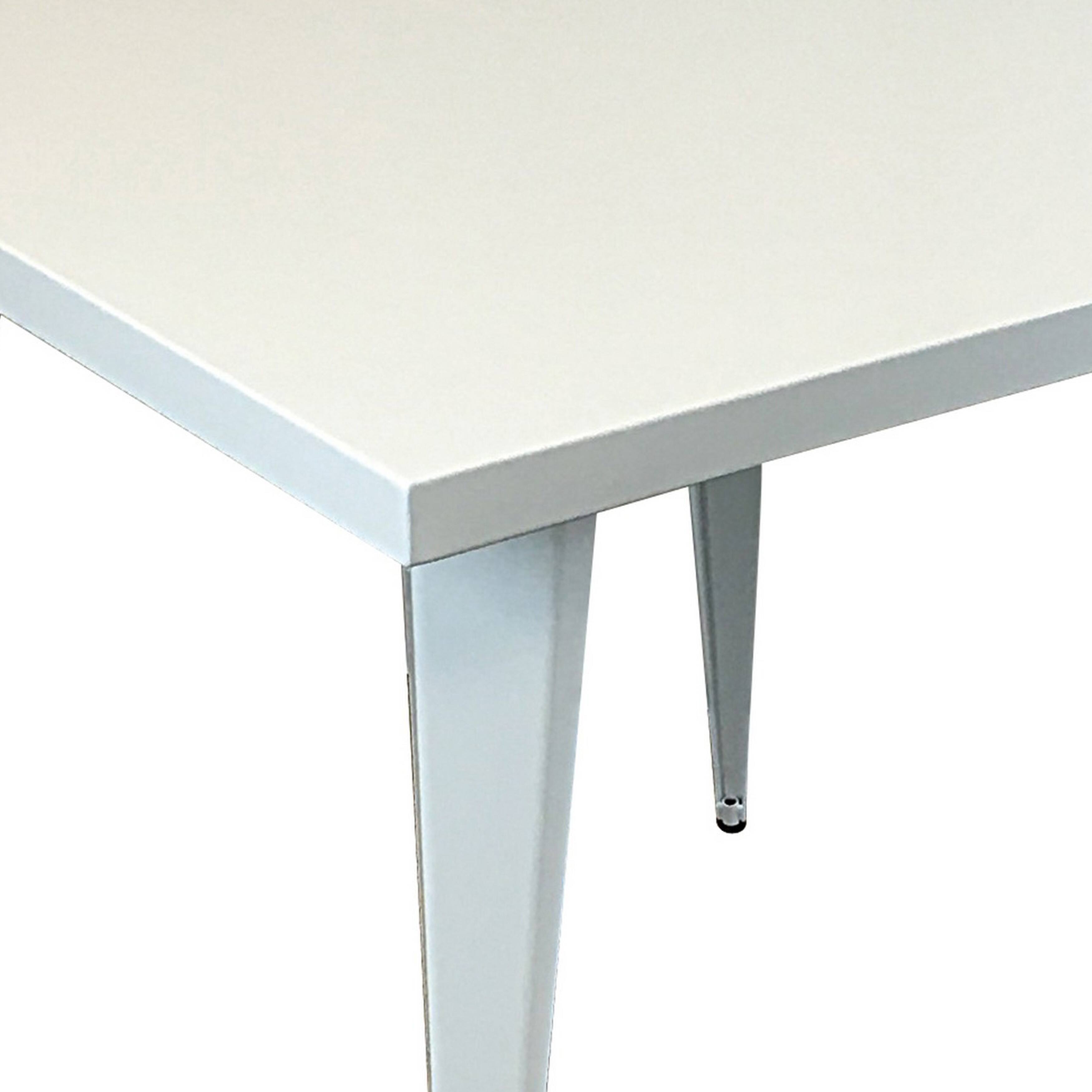 Back. Manhattan Lane - Oran 32 Inch Dining Table, Square Metal Top, Tapered Legs - White.