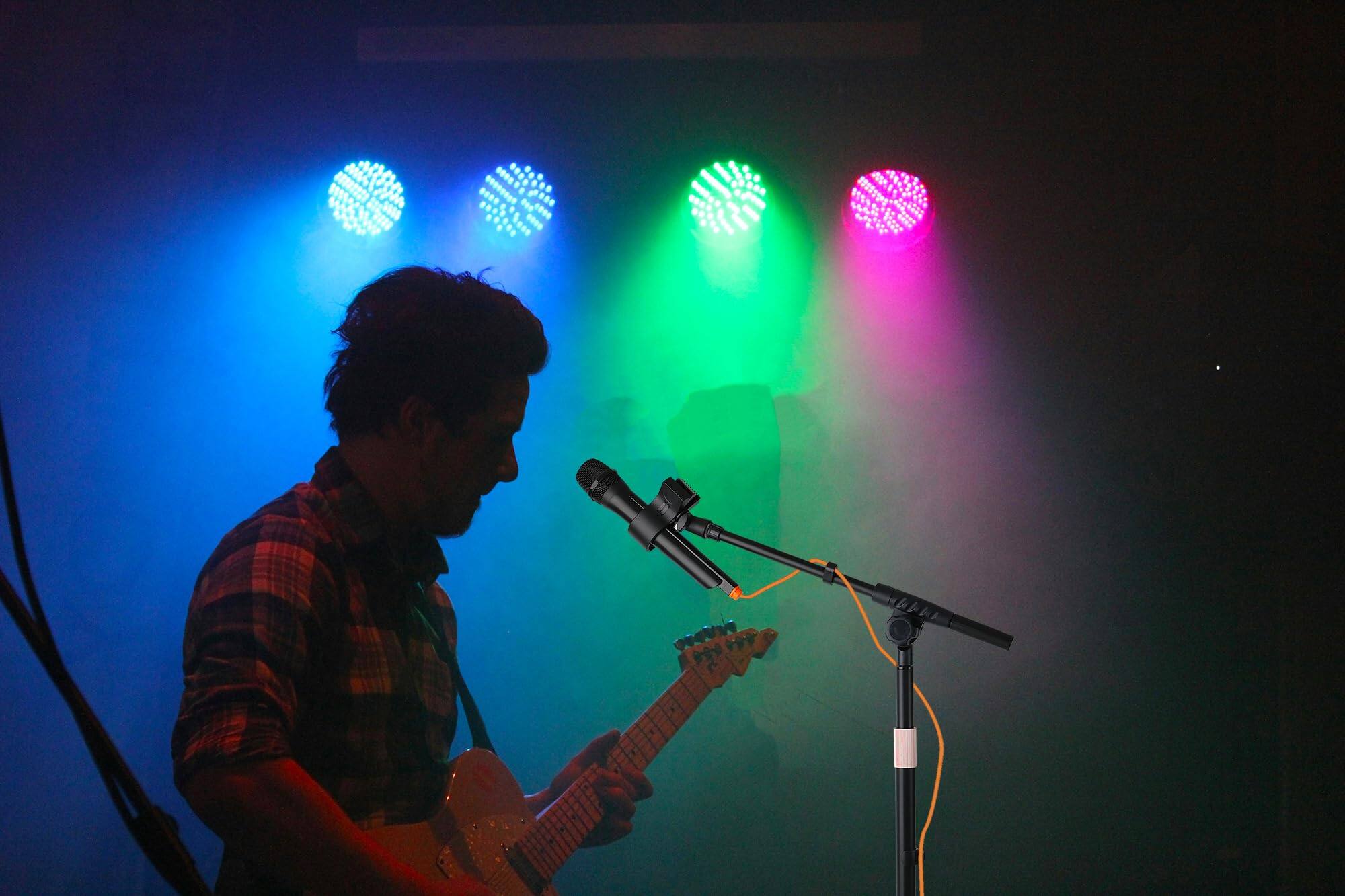 Left. Fabibe - Mic Stand Floor With Boom Arm Microphone Flat Weighted Base Adjustable Height From 24" To 68" Singing Holder Cable... - Default.