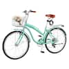 Front. VEVOR - Women Bike, 26 in Beach Cruiser Bike, 7-Speed Adult City Bicycle with Carbon Steel Frame, 330 lbs Capacity, Basket - Light Green.