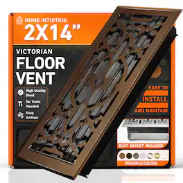 Home Intuition - 2X14 Floor Vent Covers with Mesh Cover Trap, Heat and Air, Floor Vent for HVAC Duct, Victorian - Oiled Bronze