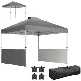 Outsunny - 10' x 10' Pop Up Canopy Tent with 2 Half Sidewalls, UV50+ Instant Sun Shelter, Tents for Parties - Dark Gray