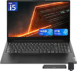 Lenovo - V15 G4 15.6" FHD Laptop,Intel i5-13420H,16GB RAM,1TB SSD+1TB Docking Station Set,UHD Graphics,Win 11 - Black