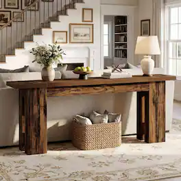 Tribesigns - 86.6 Inch Extra Long Console Table, Rustic Narrow Farmhouse Sofa Table Behind Couch, Wooden Entryway Table for Living Ro - Rustic Walnut Brown