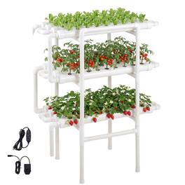 VEVOR - Hydroponics Growing System Kit, 3-Tier 108 Sites UPVC Pipe Hydroponic Grow Kit with Timed Irrigation - White