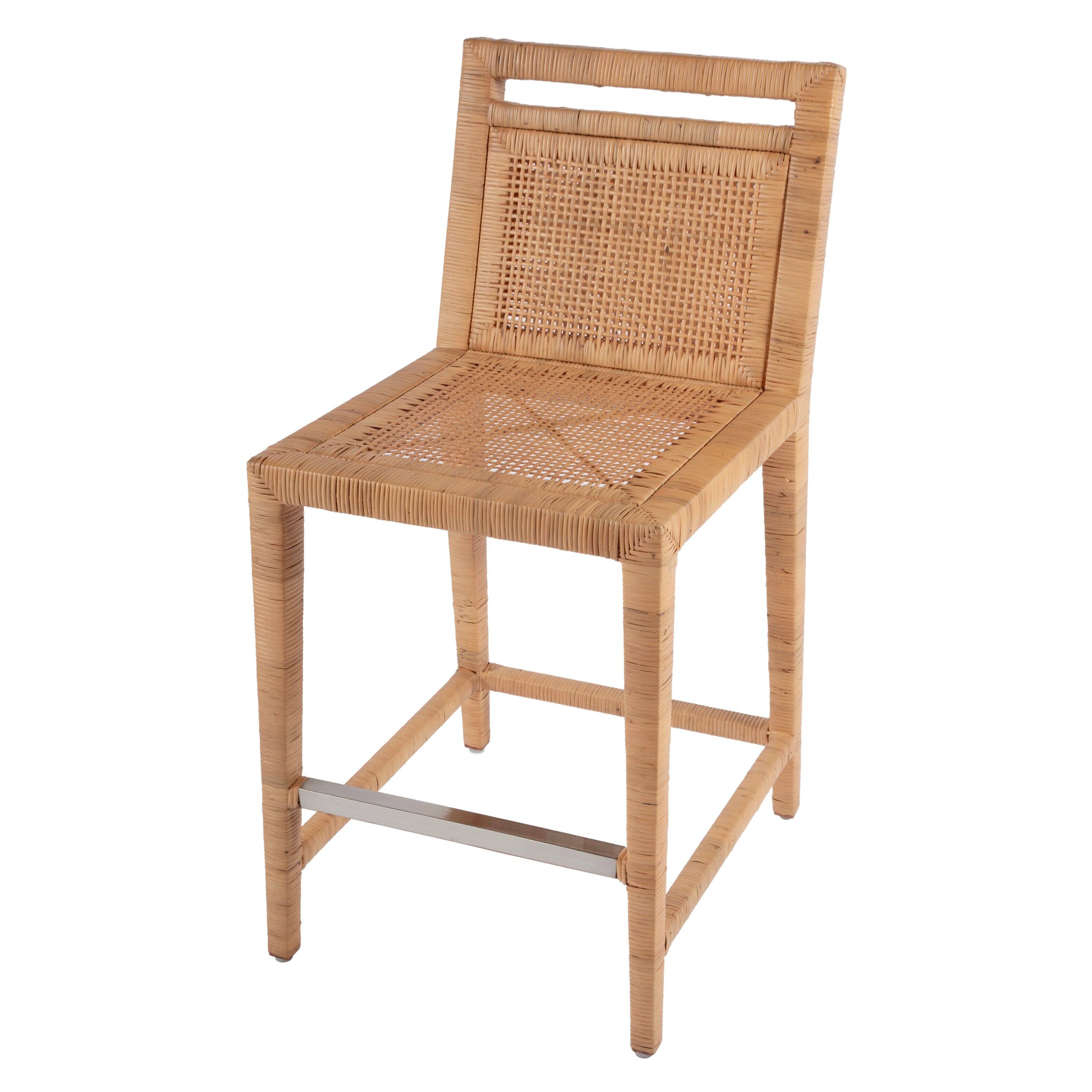 Front. Butler Specialty - Brielle 24 in. Seat Height Woven Rattan Counter Stool with Back - Light Brown.