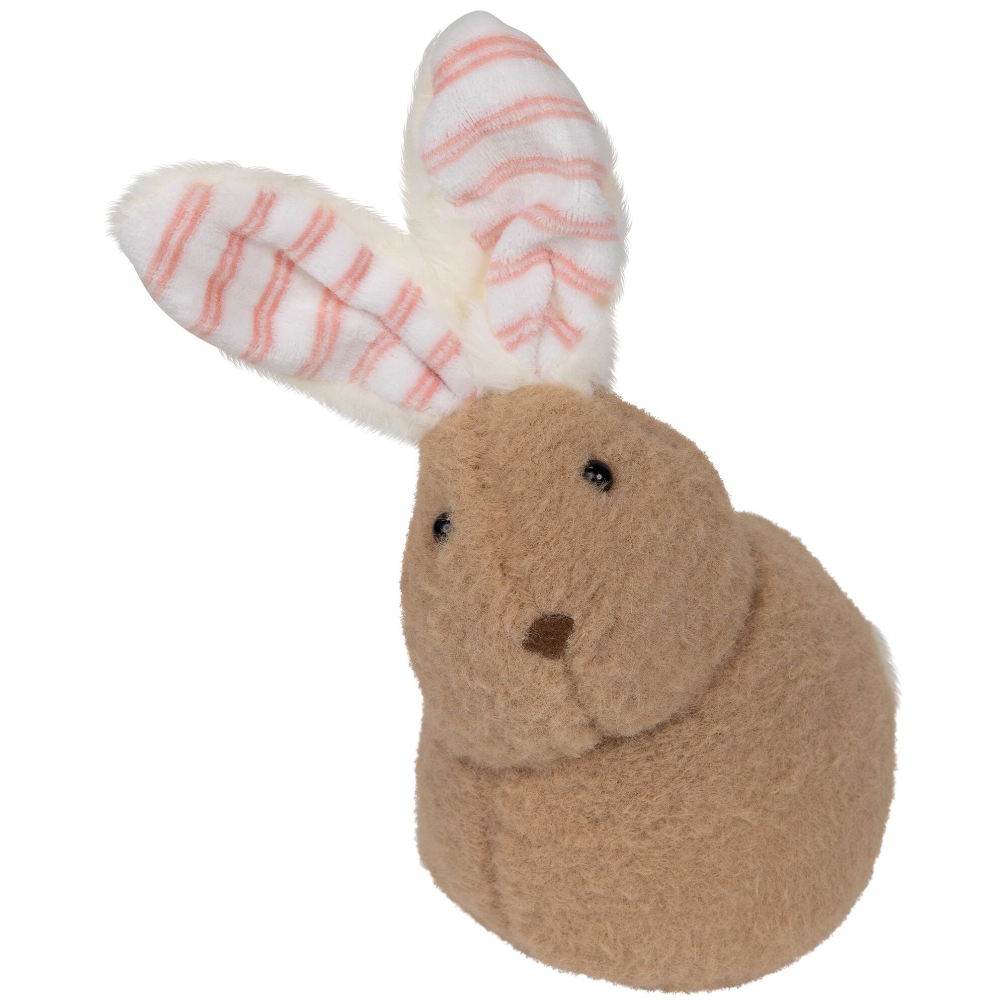 Alt View 1. Northlight - Plush Rabbit with Striped Ears Easter Figurine - 9" - Brown.