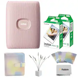 Fujifilm - INSTAX Mini Link 2 Smartphone Printer Bundle with Instax Mini Twin Pack Film (20 Sheets), Photo Album, Sticker - Rose Pink