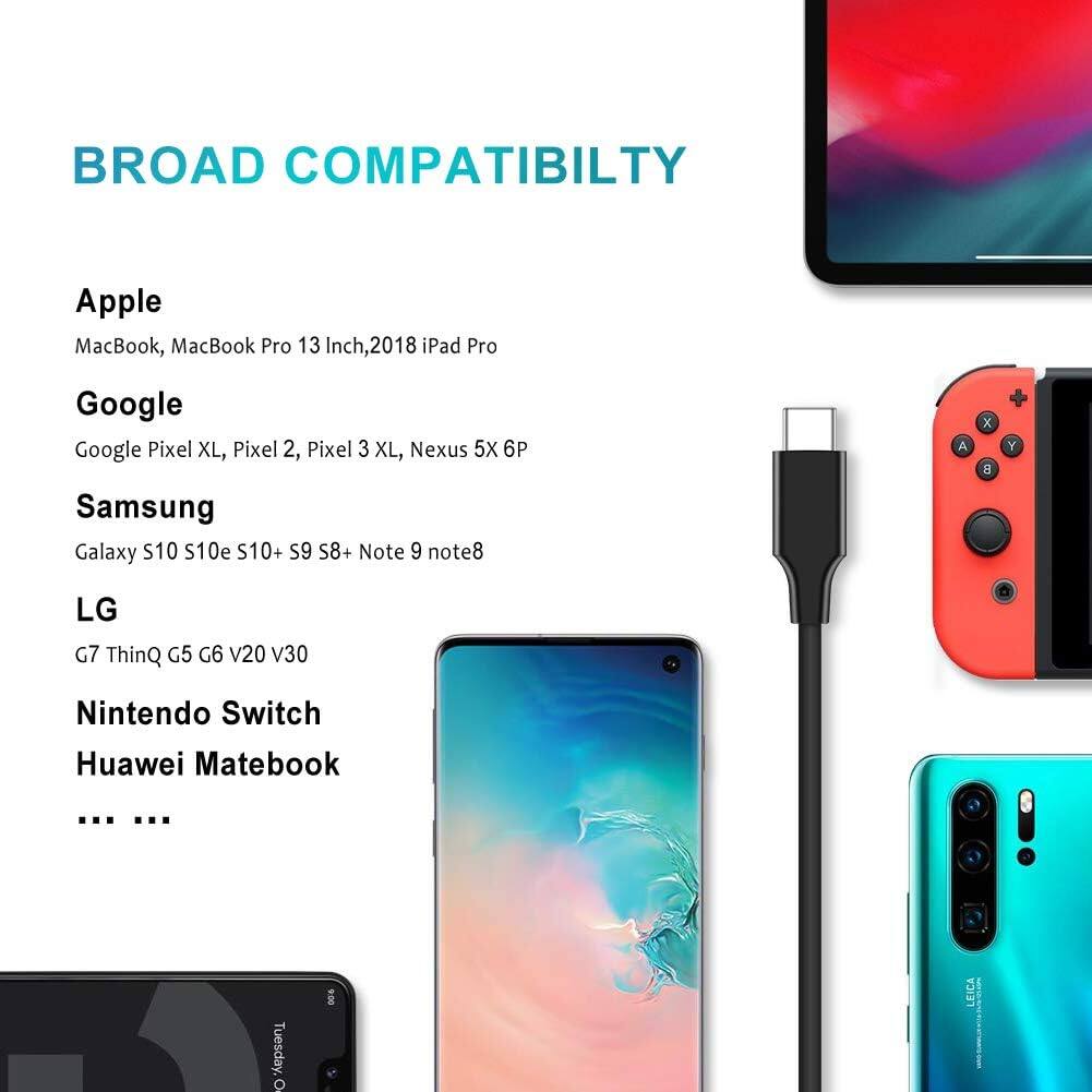 BROAD COMPATIBILITY

Apple
MacBook, MacBook Pro 13 Inch, 2018 iPad Pro

Google
Google Pixel XL, Pixel 2, Pixel 3 XL, Nexus 5X 6P

Samsung
Galaxy S10 S10e S10+ S9 S8+ Note 9 note8

LG
G7 ThinQ G5 G6 V20 V30

Nintendo Switch
Huawei Matebook

... ...