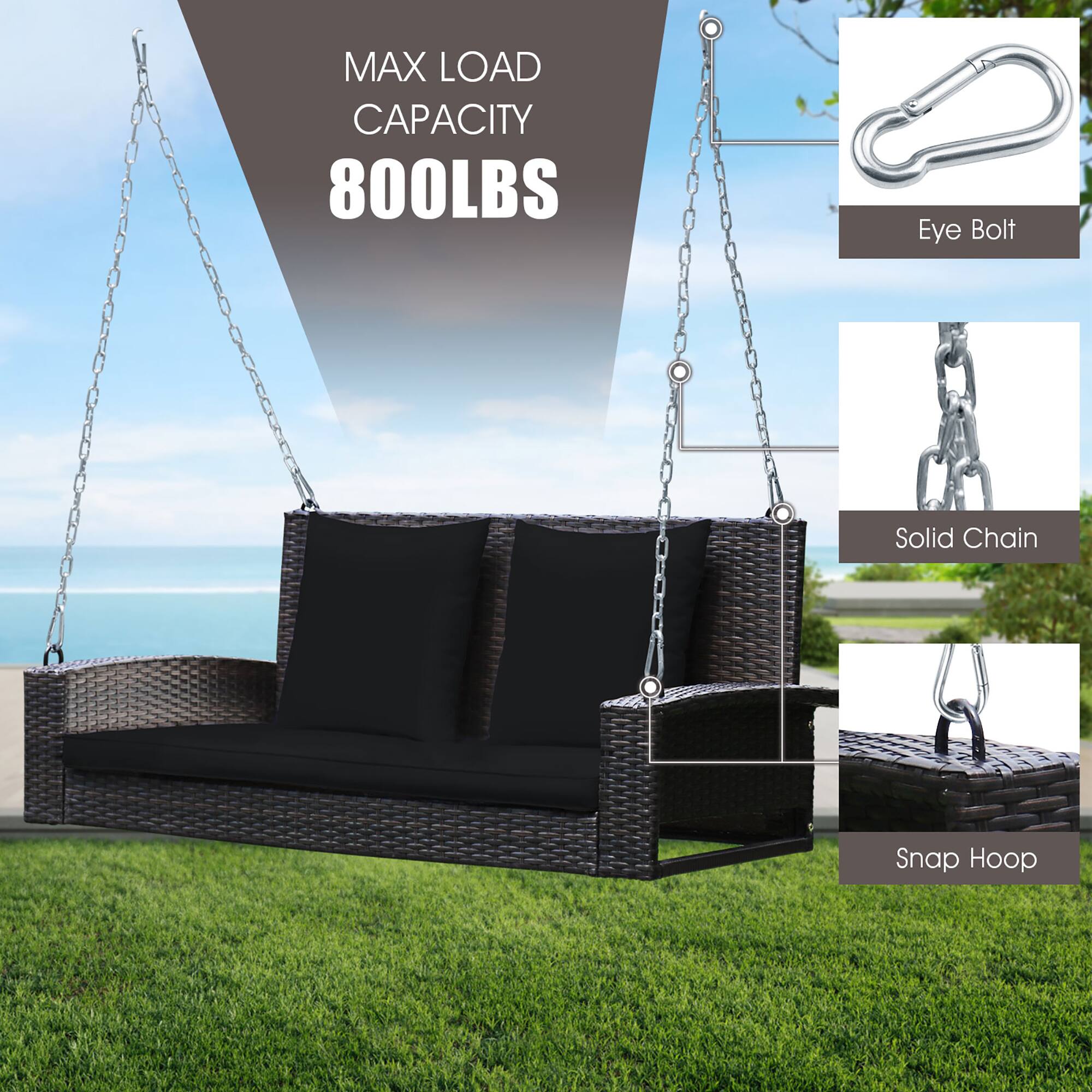 MAX LOAD CAPACITY  
800LBS  

Eye Bolt  
Solid Chain  
Snap Hoop