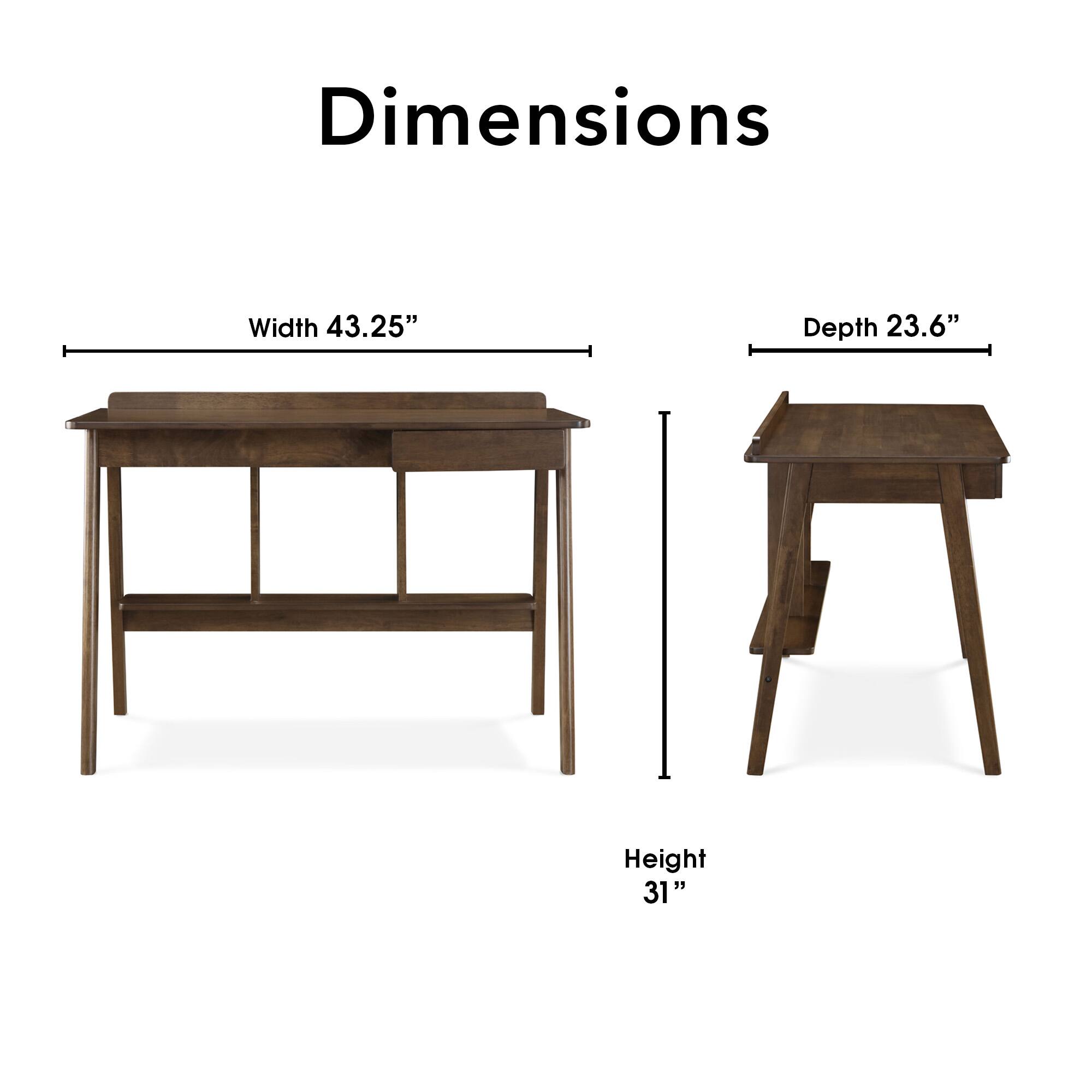 Finch Darren MidCentury Modern Wood 1Drawer Writing Desk Warm Dark