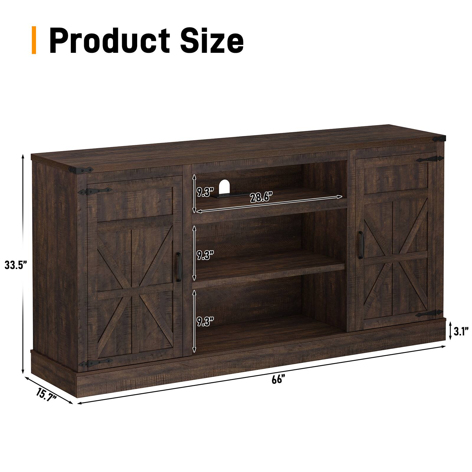 Product Size: 9.3" x 28.6" x 33.5" x 9.3" x 9.3" x 13.1" x 15.7" x 66"