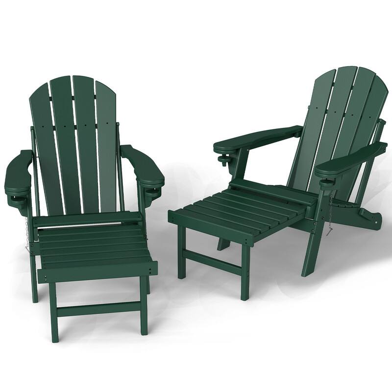 Front. FODINGHILL - HDPE Adirondack Chair with Ottoman - Forest.