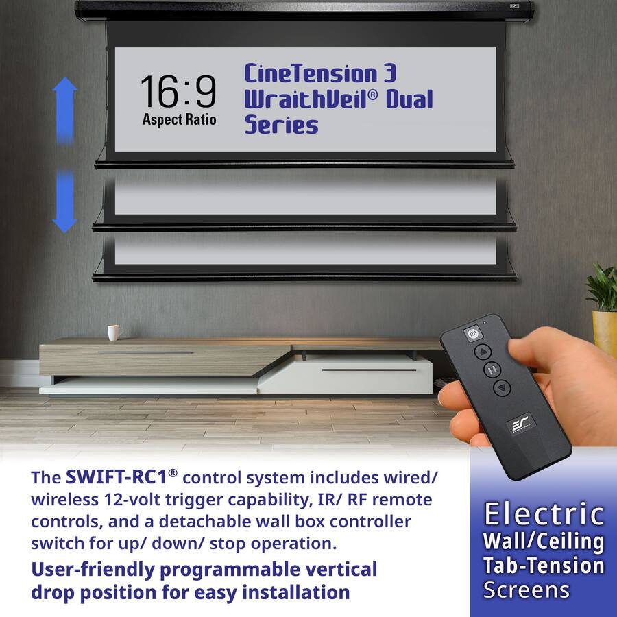Elite Screens CineTension 3 Electric Drop Down,135