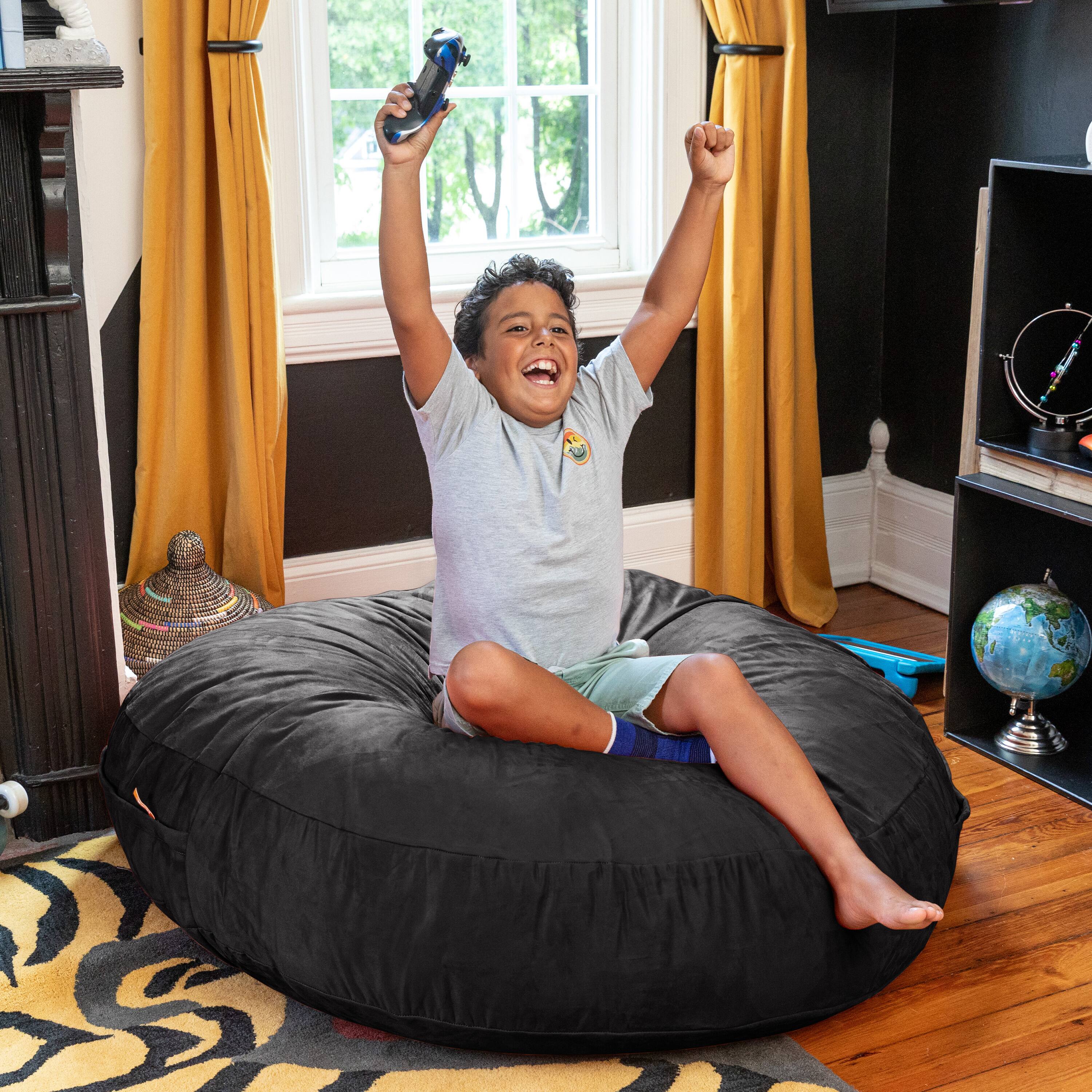 Alt View 3. Jaxx - Jaxx Cocoon 4 Foot Bean Bag Chair and Crash Pad, Black - Black.