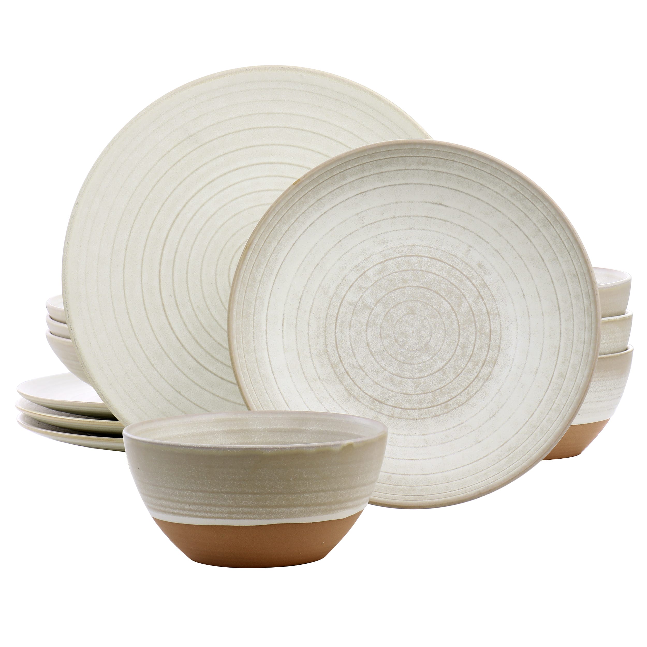 Gibson - Elite 12 Piece Dreamweaver Round Earthenware Dinnerware Set - Matte White