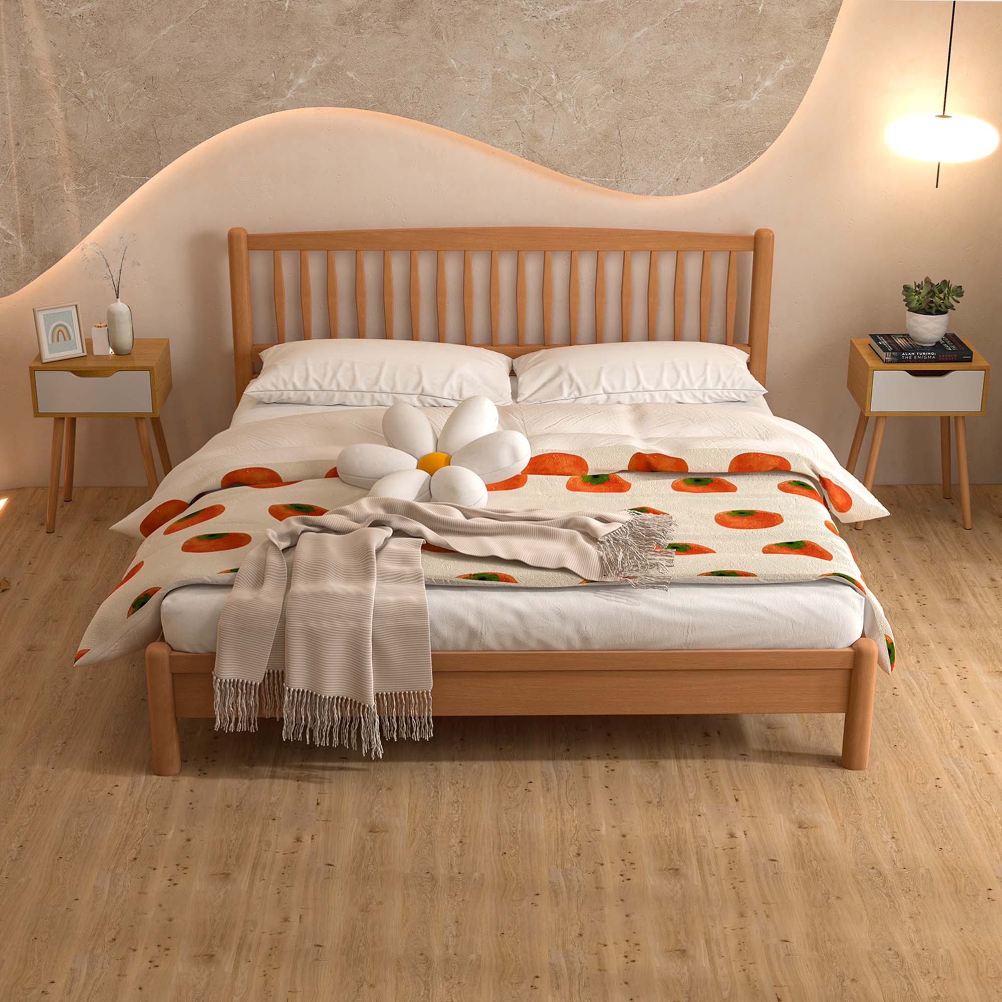 Alt View 14. Costway - 2PCS Nightstand End Side Sofa Table Storage Drawer Living Room with Solid Wood Leg - Natural/White.