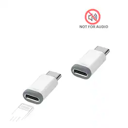 Qixxronics - Lightning to USB-C Adapter, (2-Pack) Lightning Female to USB C Male Adapter Data Transfer & Charging NOT FOR AUDIO/OTG - White