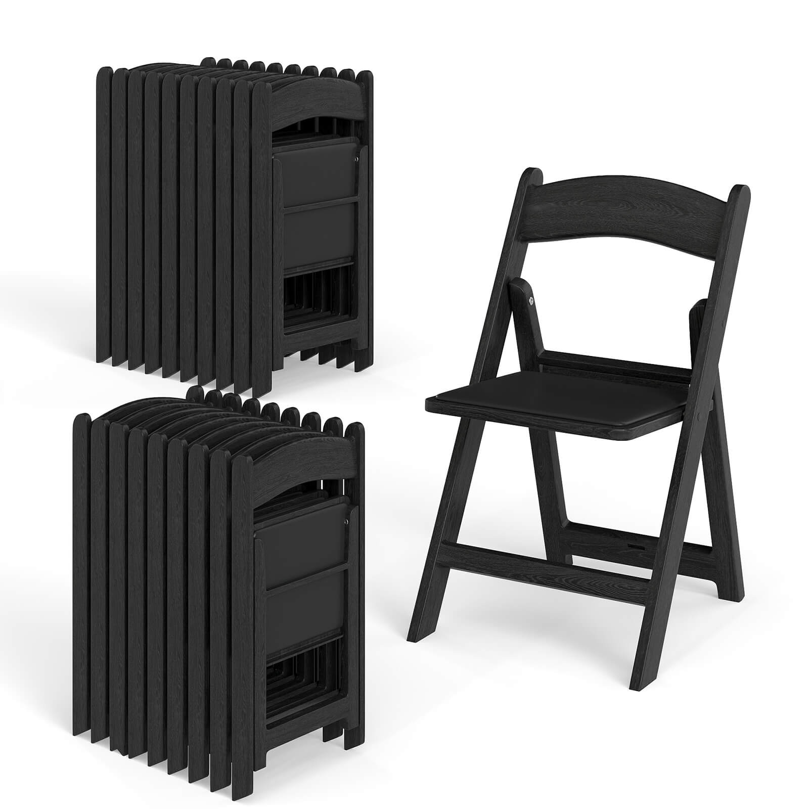 Front. Costway - Costway 20 Pack Resin Folding Chairs with Padded Seat All-Weather Resin Frame Patio - Black.