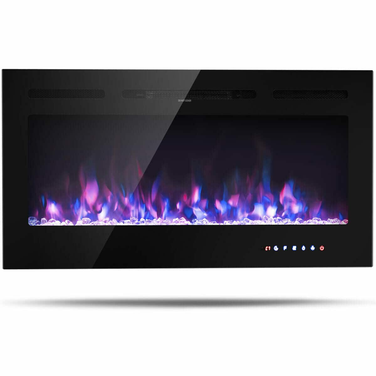 Front. Boyel Living - 40 in. Recessed Wall Mounted with Multi-Color Flame Electric Fireplace - Black.