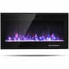 Front. Boyel Living - 40 in. Recessed Wall Mounted with Multi-Color Flame Electric Fireplace - Black.