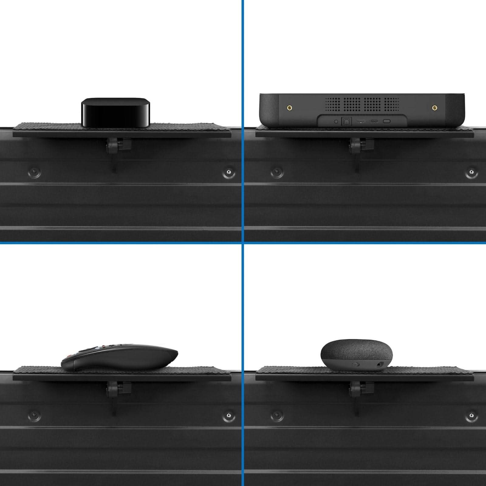 Alt View 4. Mount-It! - TV Top Shelf for Media Devices, Streaming Players, and Accessories with Adjustable Design - Black.