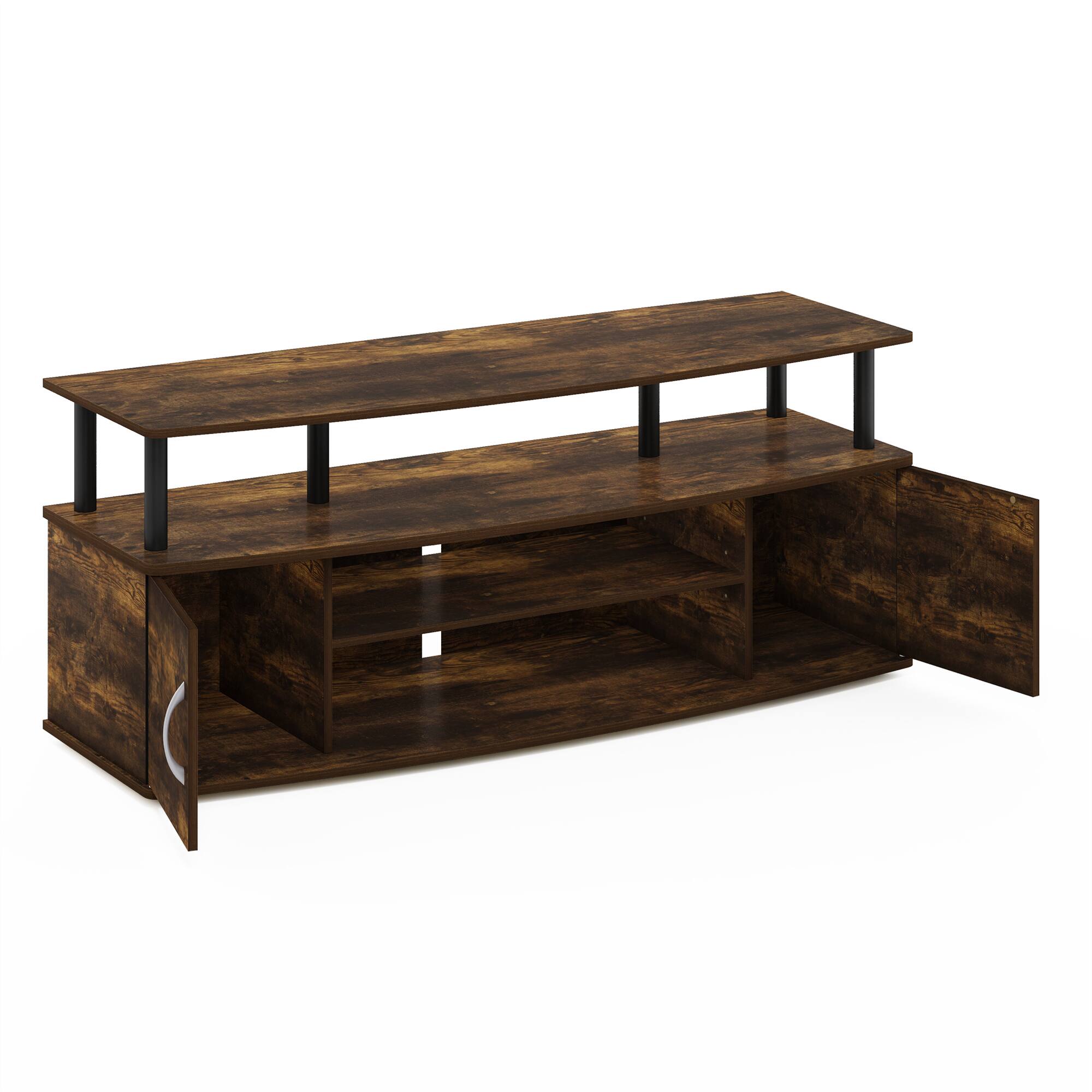 Alt View 3. Furinno - JAYA Large Entertainment Center Hold up to 55-IN TV - Amber Pine/Black.