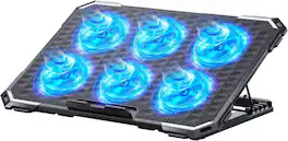 Luckbyte - 6-Fan Laptop Cooling Pad with Adjustable Ergonomic Stand, Dual USB Ports and High-Speed Quiet Fans for 12-17" Notebooks