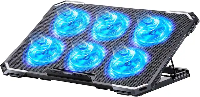Front. Luckbyte - 6-Fan Laptop Cooling Pad with Adjustable Ergonomic Stand, Dual USB Ports and High-Speed Quiet Fans for 12-17" Notebooks.